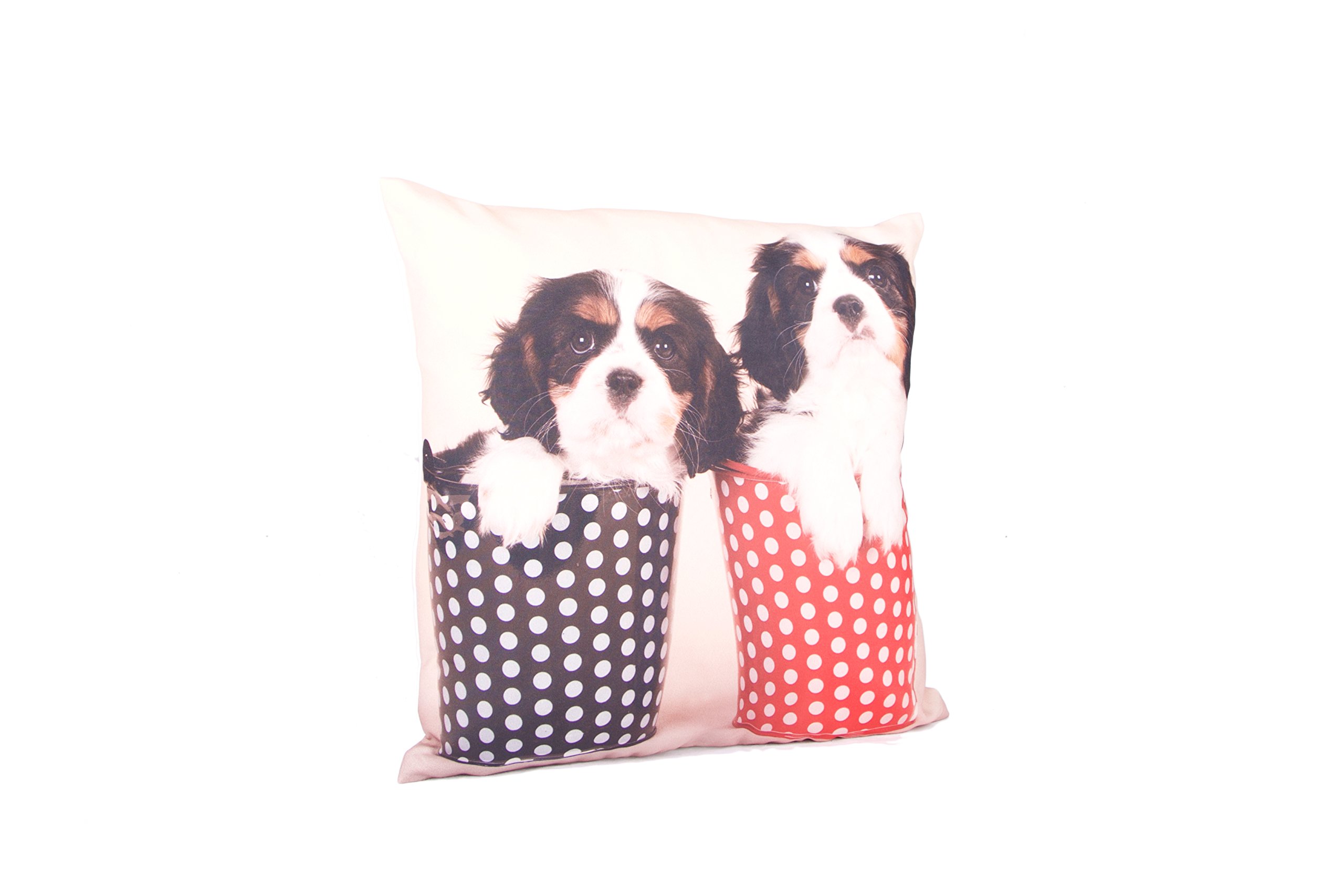 Malini Pups In Cups Cushion, Multicolour