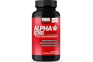 Force Factor Alpha King Supreme Testosterone Booster for Men with Fenugreek Seed and Ashwagandha to Increase Drive and Vitality, Boost Performance, and Build Muscle and Strength, 45 Tablets