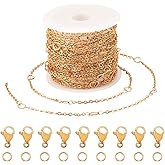 PH PandaHall 18K Gold Plated Heart Link Chains 16.4 Feet Stainless Steel Heart Chains Soldered Jewelry Chains with Jump Rings Lobster Claw Clasps for Bracelet Necklace Jewelry Making