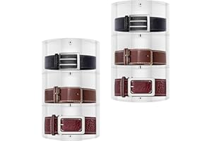 CLBDRESS Belt Organizer, 3 Layers Belt Holder for Closet, Acrylic Belt Organizer for Men, 2 Pack Belt Box for Drawer, Belt Storagefor Ties, Watches, Jewelry, Gift for Husband, Family, and Friends