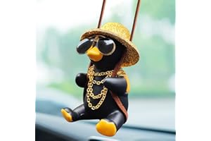 MOTANEY Swinging Duck Car Hanging Ornament, Car Mirror Hanging Accessories, Cool Black Duck Car Accessories for Women/Men Car Decor Charm Rear View Mirror Accessories, Small Gifts