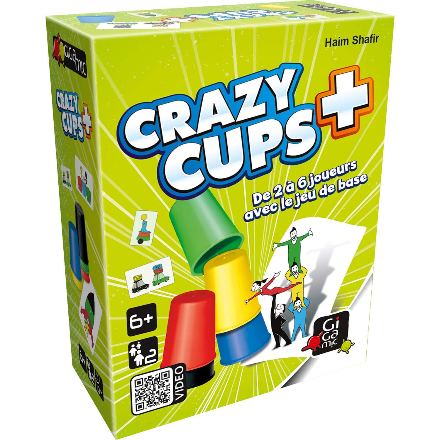 Gigamic - Reflex Game-Crazy Cups Plus, 6 years to 99 years, AMHCP, Blue, Yellow