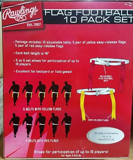 Amazon Com Rawlings Flag Football 10 Pack Set Yellow Red Flag Football Belts Sports Outdoors
