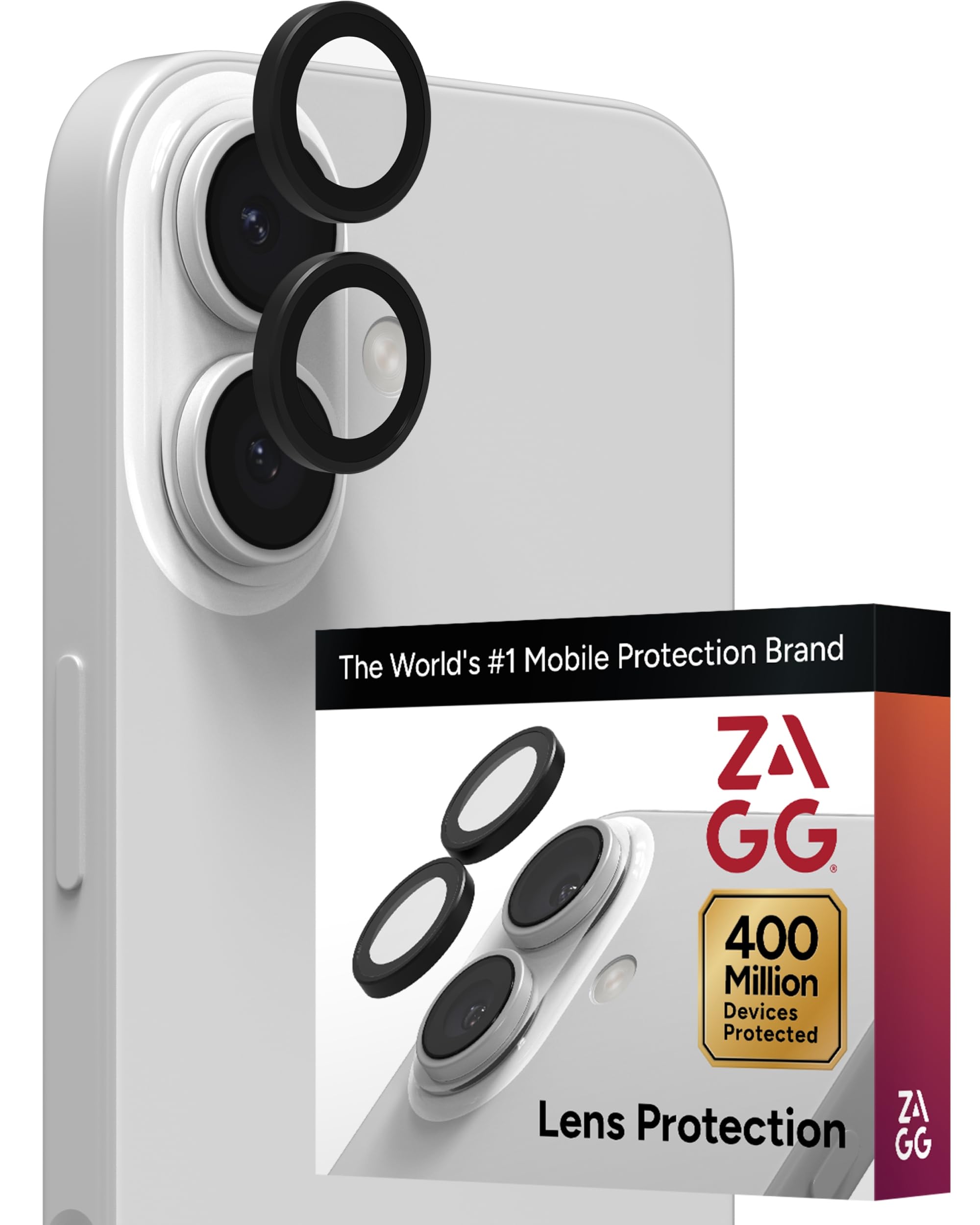 ZAGG iPhone Camera Lens Protector for iPhone 17/16/ 16 Plus - Black, Camera Ring, Maximum Impact & Scratch Protection, Anti-Reflective Technology, Smudge-Resistant, Precise Fit, Glass Elite