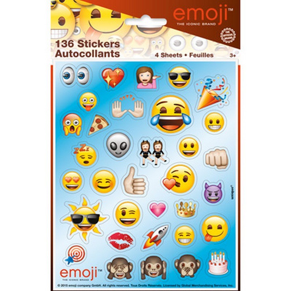 Unique Party 50626 - Emoji Sticker Sheets, Pack of 4