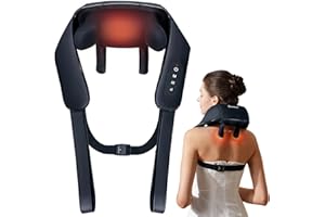 KNQZE Neck Massager with Heat, Cordless Deep Tissue 4D Expert Kneading Massager, Shiatsu Neck and Shoulder Massage Pillow for Neck, Traps, Back and Leg Pain Relief, Gifts for Men Women Mom Dad