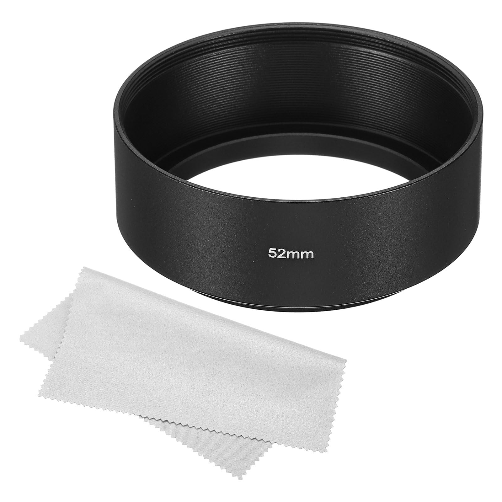 PATIKIL 52mm Lens Hood, Standard Focus Frosted Surface Anti-reflective Inside Hood with Cleaning Cloth for Camera Lens, Black for Nikon, for Fujifilm, for Pentax, for Leica — image 1