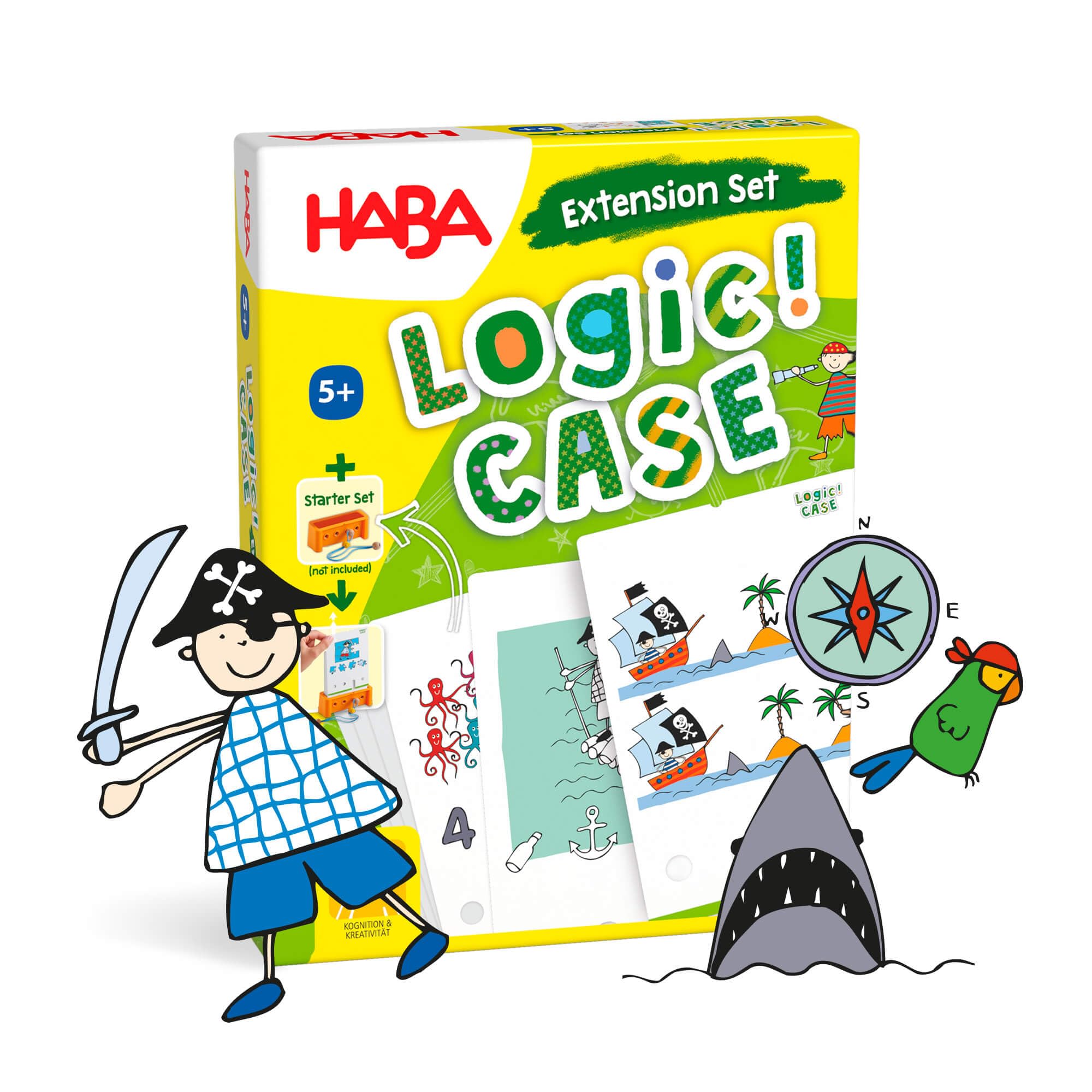 HABA Logic! Case Expansion Set – Pirates | Kids Puzzle & Brain Teaser Card Game | Travel Logic Challenge for Ages 5+ | Fun Educational Flash Card Set for Family Play