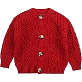 Peecabe Toddler Girl Sweaters Cable Knit Long Sleeve Crewneck Chunky Crochet Cardigans 1-6T