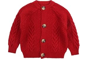 Peecabe Toddler Girl Sweaters Cable Knit Long Sleeve Crewneck Chunky Crochet Cardigans 1-6T