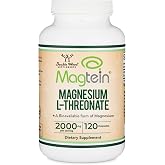Magnesium L-Threonate, Magtein, Clinically Studied, 2000mg, 120 Capsules | MIT Patented Magtein Form, NSF Certified, 30-Day Supply, Third-Party Tested