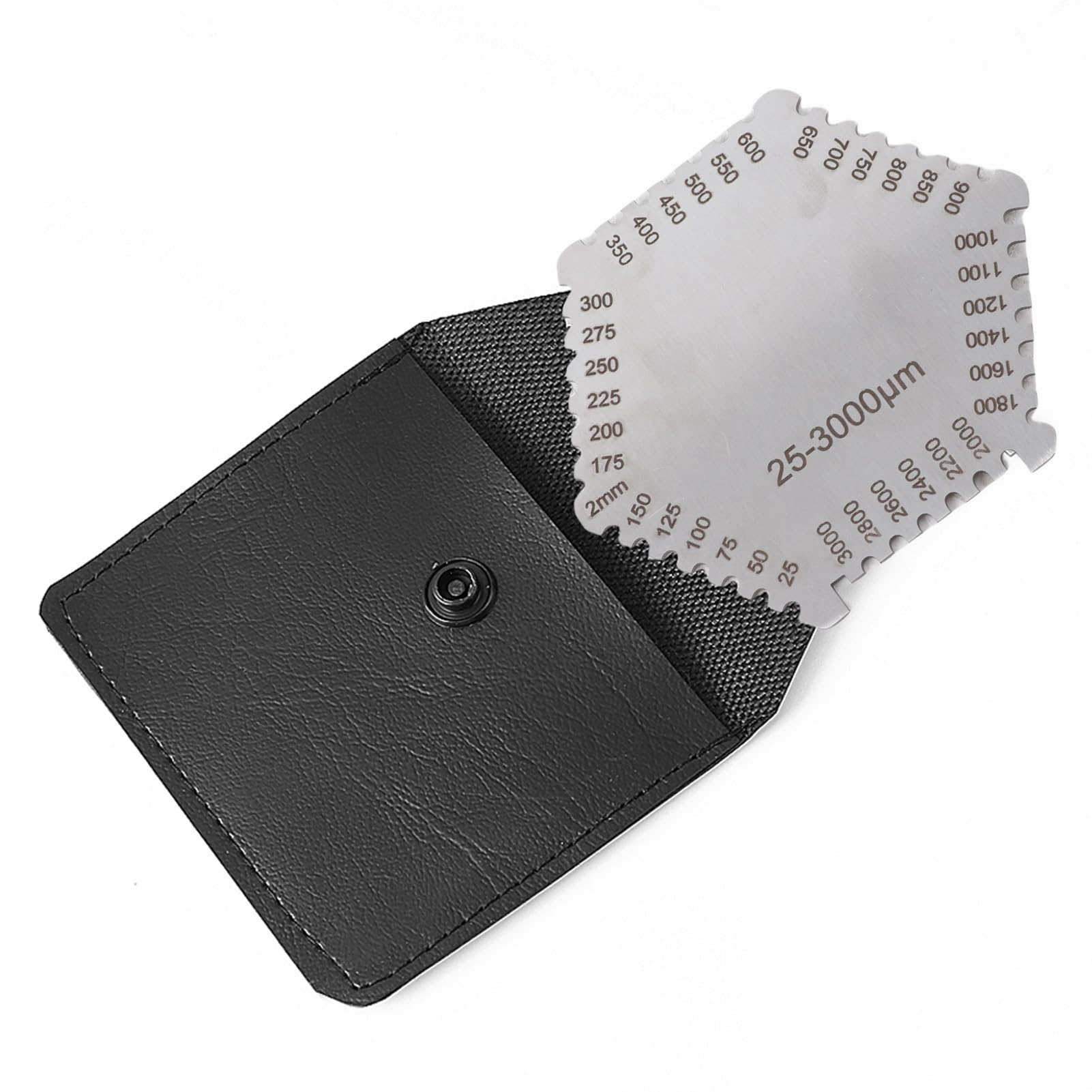 Hilitand Hexagon Wet Film Thickness Gauge Stainless Steel Wet Film Comb 25-3000um with Black Case