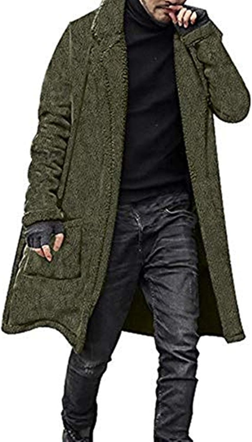 Herren Wintermantel Mit Knöpfen - Langer Warmer Winterjacke Für Freizeit