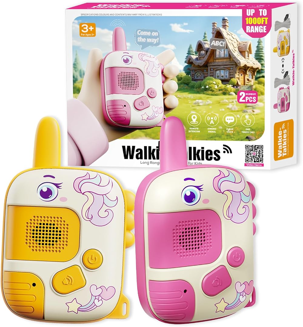 DQMOON Unicorn Walkie Talkies Kids Toys 2 Pack 1,000 ft Range Girls Gifts