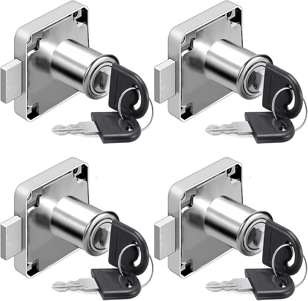 Litensh Cam Lock 22mm 4 Pack Cabinet Lock with 2 Keys Zinc Alloy 40x40mm