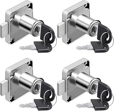 Litensh Cam Lock 22mm 4 Pack Cabinet Lock with 2 Keys Zinc Alloy 40x40mm