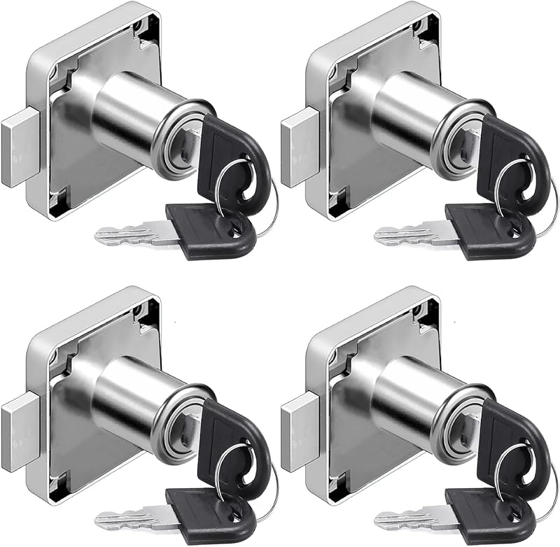 Litensh Cam Lock 22mm 4 Pack Cabinet Lock with 2 Keys Zinc Alloy 40x40mm