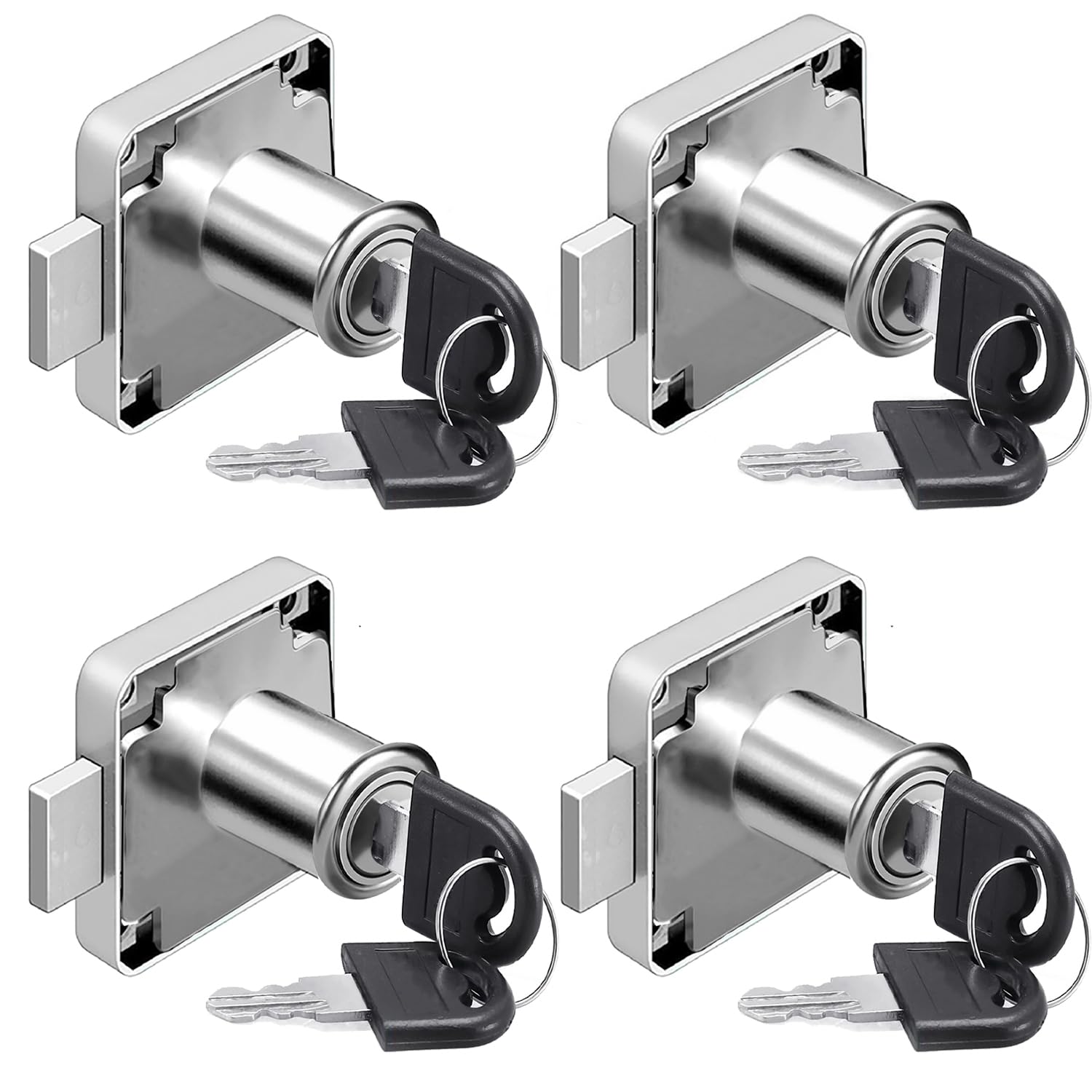 Litensh Cam Lock 22mm, 4PCS Security Cabinet Lock with Key Different Cupboard Lock for Furniture Cabinet Mailbox Drawer Household Office (4, 22MM)
