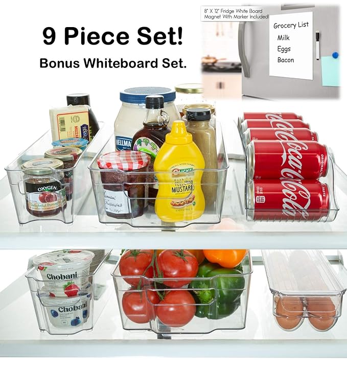 StorageMaid Stackable Storage Fridge Bins Refrigerator Organizer Bins