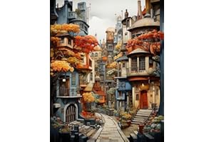 Eiazuiks Diamond Painting Kits for Adults, 5D Full Drill Diamond Art Townlet Round Diamond Dots Gem Arts Suitable for Home Wall Decoration 12x16in