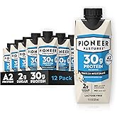 Pioneer Pastures - High Protein A2 Milkshakes - Vanilla - A2 Nutritional Milk, 30g Protein, 2g Sugar, No Sweeteners, No Seed 