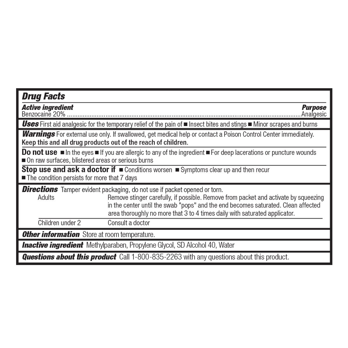 First Aid Only 19-001 Sting Relief Swab (Box of 10): Industrial & Scientific