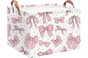 NTAOHAMPER Rectangular Storage Basket Empty,Storage Bin with Handles,Room Decor,Gift Basket,Book Box(Hand-drawn Bowknot)