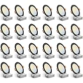 Amico 24 Pack 6 Inch Black 5CCT Ultra-Thin LED Recessed Ceiling Light with J-Box, 2700K/3000K/3500K/4000K/5000K Selectable, 12W Eqv 110W, Dimmable Canless Downlight, 1050LM High Brightness, ETL, FCC