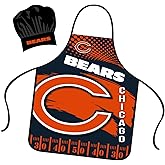 Mojo Licensing Chicago Bears Apron Chef Hat Set Full Color Universal Size Tie Back Grilling Tailgate BBQ Cooking Host