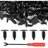 HRSYYL100pcs 7mm Nylon Bumper Fastener Rivet Clips 1/4" Hole Push Clip Plastic Rivets Fastener Clips with Fasteners Remover for Car Fender Bumper Shield Retainer Auto Body Panel Clips