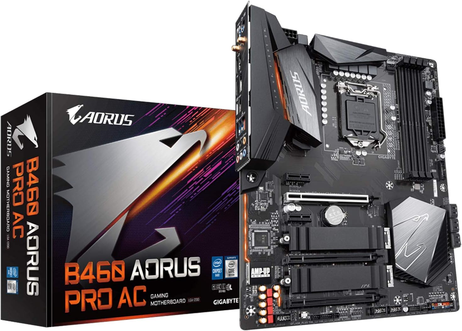 GIGABYTE B460 AORUS PRO AC with Direct 8+2 Phase Digital VRM Design, Intel 802.11ac Wave2 2T2R WiFi & BT 5, Intel 2.5 GbE LAN, USB 3.2 Gen2 Type-C, RGB Fusion 2.0