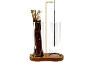 Moocervi Glass Incense Holder,2 in 1 Incense Sticks Burner Holder with Storage,Hang Upside Down Incense Holder for Sticks with Glass Ash Catcher for Meditation Yoga Spa Room Decor (Brown)