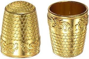 HARFINGTON 2pcs Sewing Thimble Copper Sewing Thimble Finger Protector Finger Shield Fingertip Quilting Craft Embroidery Acces