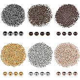 CRAFTYMELODY 6000Pcs Crimp Beads 2mm 6 Colors Assorted Round Brass Rondelle Spacer Beads Clamp Ends Metal Bead Spacers for Jewelry Making DIY Bracelet Earring Necklace Crafts Supplies