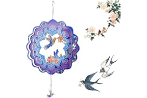 YENOHWAOE Wind Spinners, Hummingbird Gifts, 12 in Hummingbird with 360° Swivel Hook for Yard and Garden, Bird Wind Catcher, Wind Spinners Outdoor for Lawn Hanging Crafts Decor Kinetic Yard Art Ornament Gifts