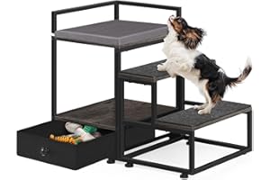 Pet Window Perch Dog Stairs for Small Dogs, Elevated Dog Bunk Bed with Removable Steps, Pet Seat Platform with Mat Cat Dog St