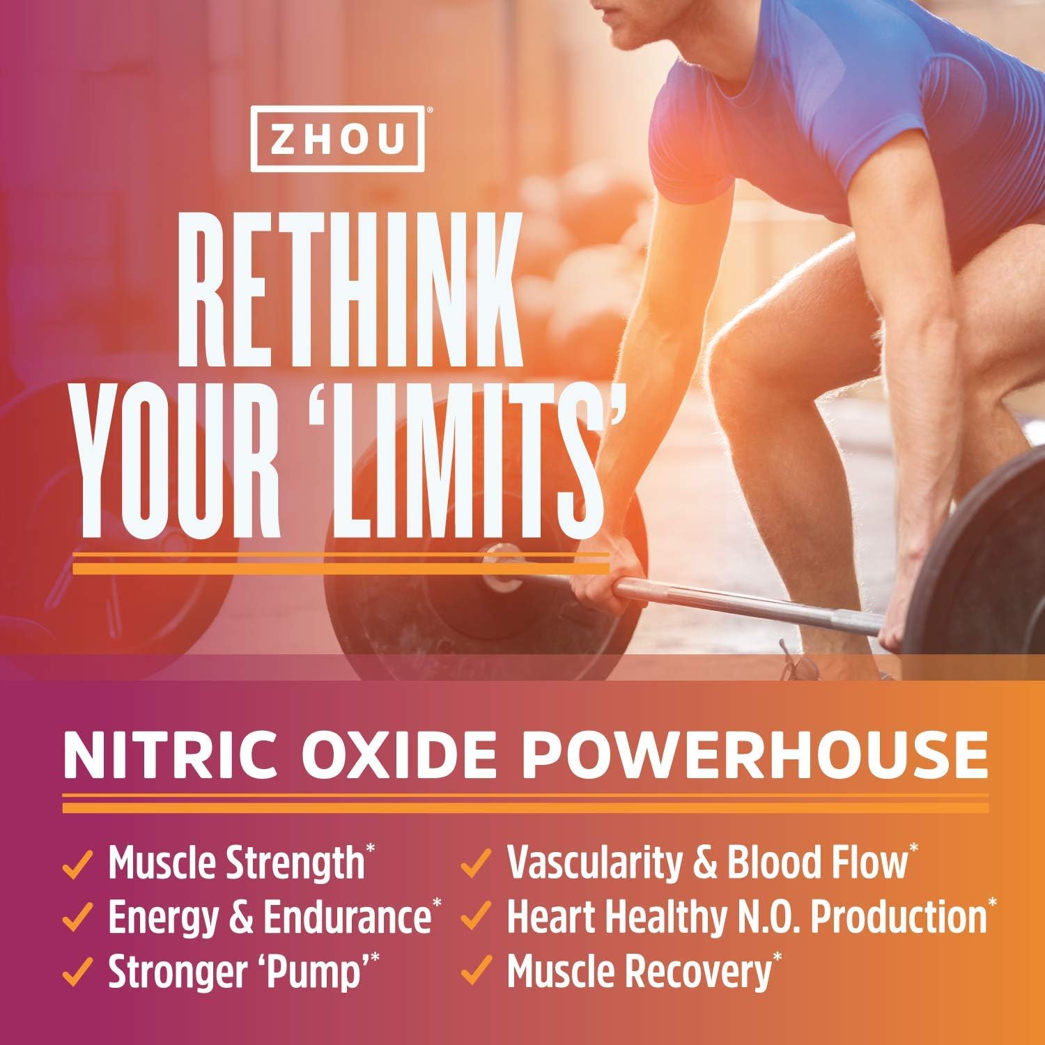 Zhou Nutrition Nitric Oxide Supplement with L Arginine, Citrulline Malate, AAKG and Beet Root - Powerful N.O. Booster and Muscle Builder for Strength, Blood Flow and Endurance - 120 Veggie Capsules.: Health & Personal Care