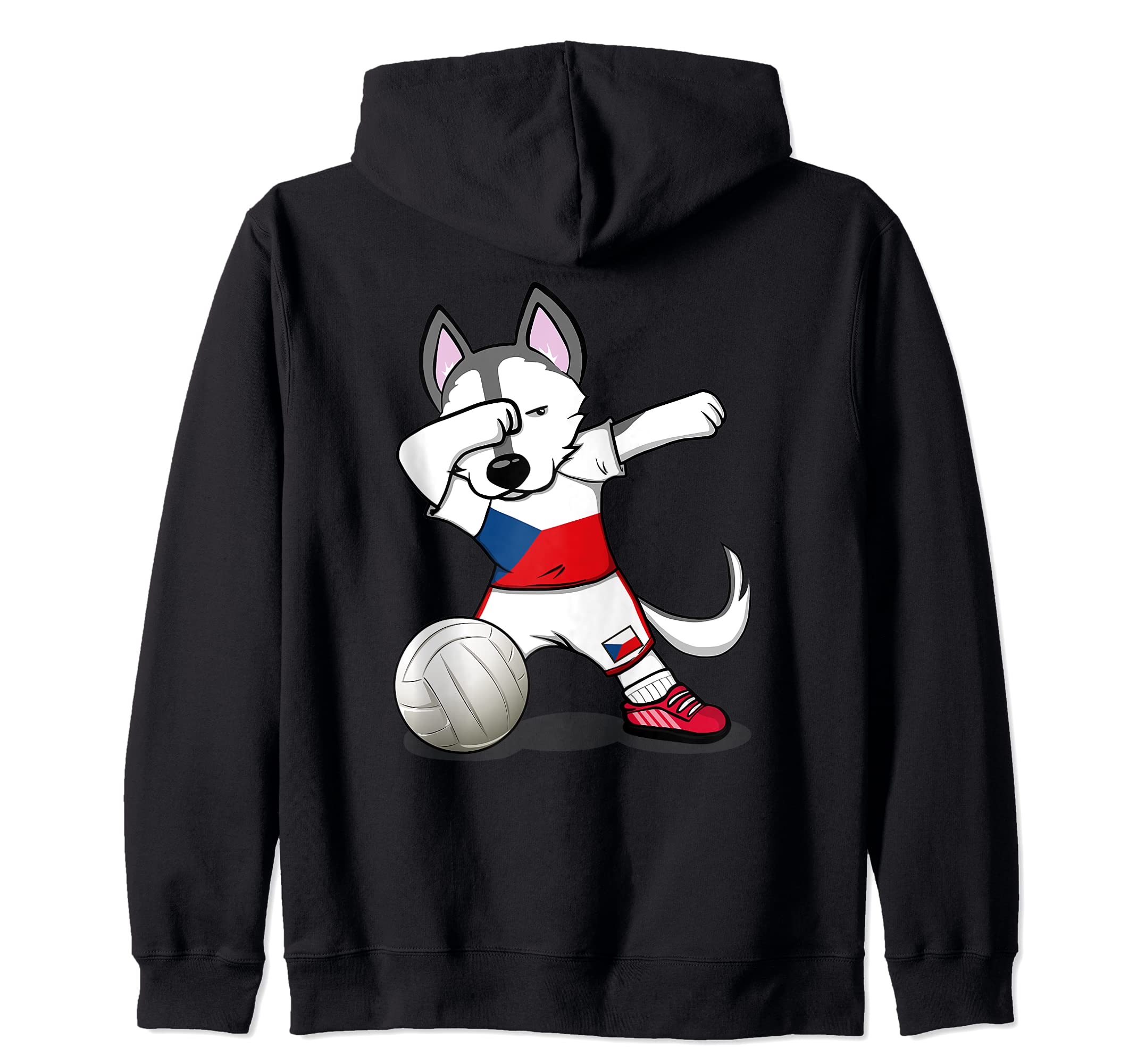 Dabbing Husky Dog Czech Republic Volleyball Fans Jersey Flag Zip Hoodie