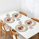 Homcomodar Round Placemats Set of 6 with Coasters 34 cm 10 cm Khaki view 8