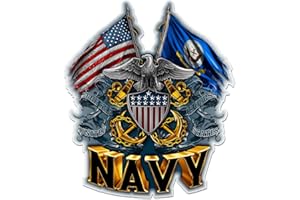 ERAZOR BITS Navy Decals, Show Your Pride with Our Double Flag Eagle Navy Shield Patriotic Decals, Perfect for Your Kitchen, Car, Wall or Bike, Gifts for Sailors (6IN)