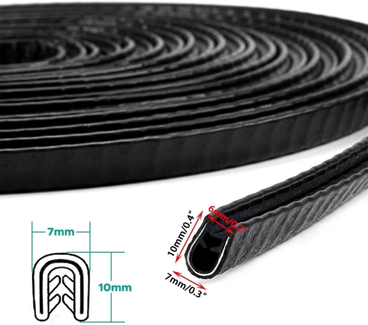 MATCC 32Ft(10M) Car Door Edge Guards U Shape Edge Trim Rubber Seal Protector Car Protection Door Edge Fit for Most Car: Automotive