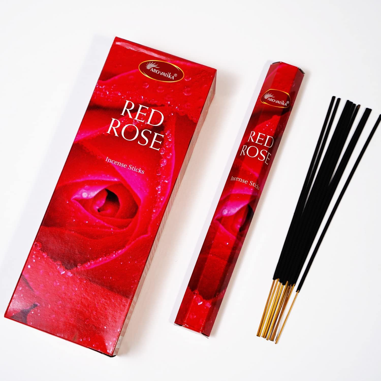 ARO VATIKA Hexa Incense Sticks | Perfumed & Natural Masala | 120 Sticks in 6 Packs (Red Rose)