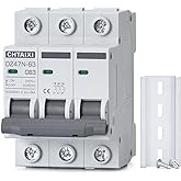 Chtaixi 3 Pole DIN Rail Mount Circuit Breaker, 63 Amp 240V AC Miniature Circuit Breaker, Thermal Magnetic Trip AC Disconnect Switch MCB C63
