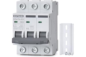 Chtaixi 3 Pole DIN Rail Mount Circuit Breaker, 63 Amp 240V AC Miniature Circuit Breaker, Thermal Magnetic Trip AC Disconnect Switch MCB C63
