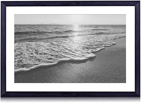 Amazon Co Jp サンセット ビーチ 海 海岸 波 木製の黒色のフォトフレーム 壁の絵 壁掛け ソファの背景絵画 壁アート写真の装飾画の壁画 白黒 海 60cmx40cm ホーム キッチン