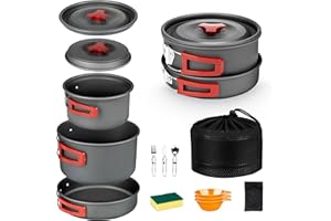 Alocs Camping Cookware, Portable Camping Essentials with Accessories, Camping Gear Camping Cooking Set for Outdoor Cooking, Backpacking, Hiking and Picnic.