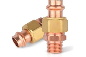 2-Pack HeSun Copper Union Press Male Adapter, 3/4" Male NPT x 3/4" Pressure Fittings, MNPT x P for Copper Tube Connection(PRESS072-2)