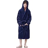 IHU Boys Fleece Robe, Kids Hooded Soft Fuzzy Robes Bathrobe Toddler Flannel Pajamas Sleepwear Spa Plush Robe for Boys Girls