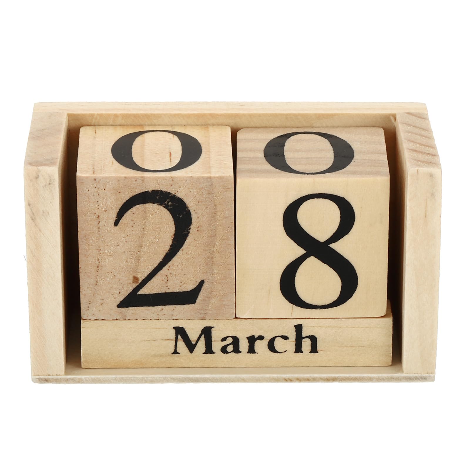 YOKIVE Wooden Block Perpetual Calendar for Desk, Wood Month Date Display Blocks, Great for Daily Desktop Shop Bar Desk Decor (Brown)