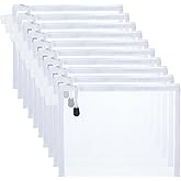 OZY 10 Pieces Nylon Zipper Mesh Pouch,Cosmetic Bags,Zipper Bags for Organizing Storage,Puzzle, Board Games,Multipurpose Travel Bags and Office Supplies (A5 White)